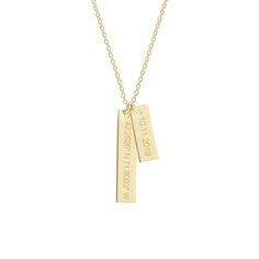 Coordinate Date Bar Necklace – Brook & York Anniversary Charms Jewelry With Rectangular Pendant, Everyday Personalized Gold Bar Necklace, Personalized Gold Bar Necklace For Everyday, Yellow Gold Necklaces With Charms For Anniversary, Personalized 14k Gold Necklace With Rectangular Pendant, Anniversary Charm Necklace With Rectangular Pendant, Anniversary Jewelry Charms With Nameplate, Mother's Day Yellow Gold Rectangular Pendant Jewelry, Mother's Day Yellow Gold Jewelry With Rectangular Pendant