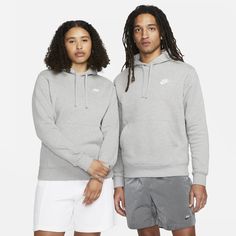 A closet staple, the Nike Sportswear Club Fleece Pullover Hoodie combines classic style with the soft comfort of fleece. Grey Nike Hoodie, Long Sleeves Polo, Nike Sportswear Club Fleece, Heather White, Grey Nikes, Nike Hoodie, Grey Hoodie, Nike Sportswear, Fleece Hoodie