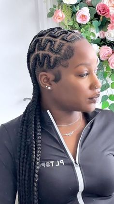 41 Beautiful Pop Smoke Braids Hairstyles To Try in 2024 - Happily Curly All Backs Cornrow, Zigzag Straight Back Braids, Zigzag Feed In Braids, Zig Zag Braids For Black Women, All Back Braid Styles, Braided To The Back, Design Cornrows Braids, Braids Going To The Back, Straight Back Feed In Braids With Design