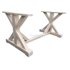 two wooden benches sitting next to each other on top of a white background with text overlay