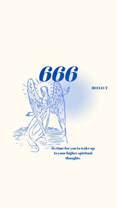 the front cover of 666, which is written in blue ink with an angel on it