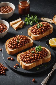 A photo of a  BBQ Beans on Toast which is a type of Beans on toast ideas White Beans Toast, Baked Beans On Toast Breakfast, Bbq Beans