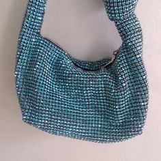 Fabulous Madison West Original Evening Handbag. Sparkling Rhinestones All Over. Very Intense Blue Color, Would Compare Stones To Blue Zircon. It Is A Real Jewel And Also Very Handy And Comfortable To Wear. Brand New Item. Trendy Blue Evening Bag For Party, Blue Glamorous Party Bag, Glamorous Blue Party Bag, Blue Evening Bag With Rhinestones, Chic Embellished Blue Bag, Glamorous Blue Bags With Rhinestones, Chic Blue Embellished Bag, Blue Rhinestone Evening Bag, Blue Rhinestone Evening Bag For Party