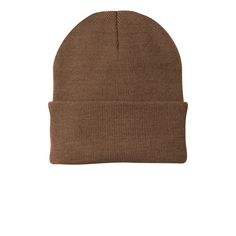 "Find the Port & Company® Knit Cap at Michaels. com. Keep your head well covered during cooler weather in our cap that has a 3-inch folding cuff for easy embroidery. Keep your head well covered during cooler weather in our cap that has a 3\" folding cuff for easy embroidery. Details: Available in multiple colors 100% acrylic | Port & Company® Knit Cap in Brown | Michaels®" Basic Beanie For Cold Weather, Basic Beanie Hats For Cold Weather, Easy Embroidery, Knit Cap, Cooler Weather, Embroidery Details, Your Head, Apparel Accessories, Accessories Hats