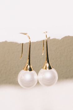 pearl drop earrings wedding on white background Pearl Drop Earrings, Pearl Drop, Jewelry Pouch, Gift Giving, Gold Plating, 18k Gold, Pearl Earrings, Everyday Wear, Gold Plate