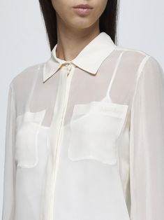 Ercole Silk Shirt from Max Mara Luxury Button-up Spring Tops, Luxury Spring Button-up Top, Luxury Button-up Tops For Spring, Luxury Collared Tops For Work, Spring Long Sleeve Tops With Concealed Placket, Spring Designer Tops With Spread Collar, Designer Workwear Tops With Collar, Designer Collared Tops For Workwear, Designer Tops With Spread Collar For Spring