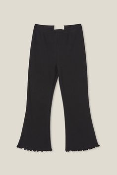 FRANCINE FLARE PANT Solid Ribbed Trousers, High Waist Solid Ribbed Bottoms, Solid Ribbed Full-length Bottoms, Ribbed High Waist Pants, Solid Color Ribbed Full Length Pants, Full-length Solid Ribbed Pants, Full Length Solid Ribbed Pants, Black Full-length Ribbed Pants, Solid Ribbed Full-length Pants