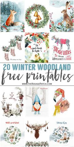 the winter woodland printables are available for purchase