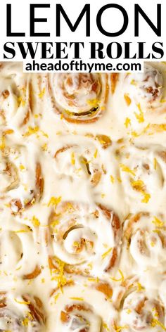 lemon sweet rolls with white icing and orange zest