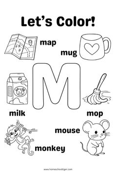 the letter m is for mouse coloring page