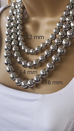 Silver plated vintage silicone ball beaded necklace , silver  plated necklace ,perfect gift for mom , ball bead chain necklace , mothers day 12 mm 14 mm 16 mm Metal Necklace With Large Beads For Gift, Silver Ball Chain Necklace As A Gift, Silver Metal Beaded Chain, Silver Necklace With Ball Chain For Gift, Silver Necklace With Ball Chain As Gift, Silver Necklaces With Polished Beads, Silver Necklace With 8mm Beads For Gifts, Silver Metal Beaded Necklaces With Round Beads, Silver Necklaces With Spacer And Round Beads