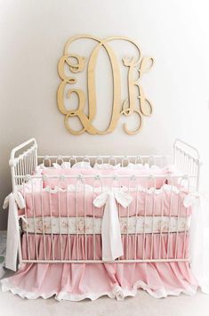 Vintage Glam | Ruffled Crib Bedding Set Glam Nursery, Vintage Baby Girl Nursery, Baby Girl Crib Bedding Sets, Girl Nursery Themes, Crib Bedding Girl