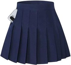 PRICES MAY VARY. Material: 95% Polyester 5% Spandex Soft and drape well fabric makes beautiful hems and pleated details Side hidden zipper with back elastic closure Safety Shorts Attached Pleated design lovely A-line skirt for all girls Skirt School, Safety Shorts, Womens Pleated Skirt, Tennis Skirts, Girls High, Versatile Outfits, Pleated Shorts, Pleated Mini Skirt, Knee Length Skirt