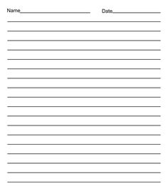 a blank lined paper with lines in the middle and one line at the bottom that says name, date