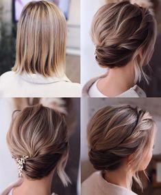 Neck Length Hair, Braid Hairstyle Ideas, Hairstyles Reference, Wedding Hairstyles For Short Hair, Short Bridal Hair, Short Hair Bride, Hairstyles Girl, Short Hair Bun, Hairstyles For Prom