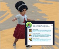 a cartoon character is holding a sign in front of the screen that says, sign up for preschool