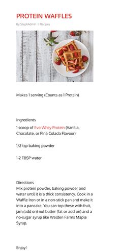 the recipe for protein waffles is shown