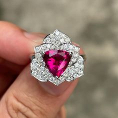 Gia Certified Tourmaline Jewelry For Anniversary, Gia Certified Tourmaline Wedding Ring, Wedding Gia Certified Tourmaline Ring, Ladies Rings, Rubellite Tourmaline, Etsy Gold Ring, Gemstones Jewelry, Ring Metal, 14k White Gold Ring