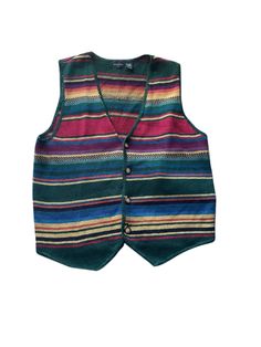 1990s vintage vest from the Structure store which is no longer a store. Totally retro 90s look. I discounted because of small flaws like a loose thread and some fading but still looks excellent to wear. A vintage size large. It will not fit all size large. Fits medium to large. Definitely could be unisex. 55% Ramie 45% cotton. Cheap 90s Fitted Vest, 90s Sleeveless Vest For Fall, Retro Multicolor Cotton Vest, Retro Multicolor Sleeveless Vest, Vintage Multicolor Sweater Vest For Winter, Multicolor Vintage Sweater Vest For Winter, Vintage Multicolor Sleeveless Sweater Vest, Vintage Green Vest For Fall, Green Vintage Vest For Fall