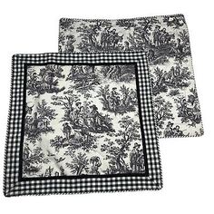 Waverly Toile Pillow Sham Luxury Collection 32"x31" Black White Cotton 2 Euro  | eBay