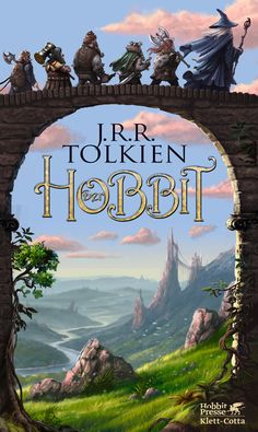 the book cover for j r r tolkien's hobbit, with an image of