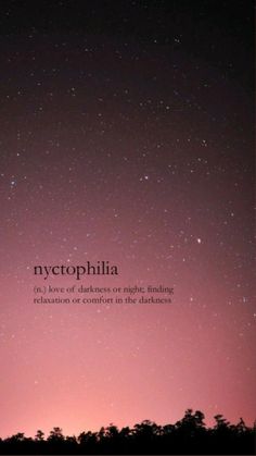 the sky is filled with stars and there are two words written below it that read, myetoophilia