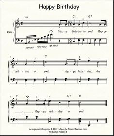 sheet music with the words happy birthday on it