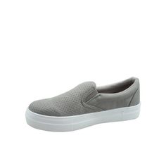 This style runs a little large, please order half size smaller for better fit Round toe silhouettee Canvas, Faux Suede Slip On Form cushioned insole Platform measures approximately 1.25 Color: Gray.  Gender: female.  Age Group: adult. Gray Slip-on Sneakers With Rubber Sole, Comfortable Gray Slip-on Sneakers With Cushioned Footbed, Comfortable Gray Slip-ons With Textured Sole, Gray Synthetic Flat Slip-on Sneakers, Comfortable Gray Slip-on Sneakers With Textured Sole, Fashion Socks, Casual Shoes Women, Double Layer, Womens Flats