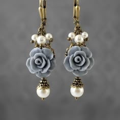 Resin Rose, Neo Victorian, Earrings Inspiration, Rose Jewelry, Antique Earrings, Swarovski Earrings, Victorian Jewelry, Swarovski Pearls, Rose Earrings