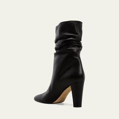 Manolo Blahnik  "Calasso" mid booties in slouchy napa leather 3.5" narrow block heel Almond toe Pull-on style Leather outsole Lining: Leather Made in Italy Manolo Blahnik Timberland Boots, Manolo Blahnik Black Heels, Manolo Blahnik Lurum, Manolo Blahnik Ballerimu, Manolo Blahnik, Block Heels, Tops Designs, Heels, Luxury Fashion