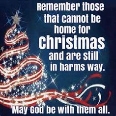 a christmas tree with an american flag on it and the words, may god be with them all