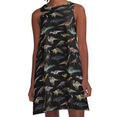 Loose-fit, mid-length sleeveless dress with silky handfeel. Printed on both sides. Machine washable. Size range XS-2XL. Dress For Sale, Both Sides, Dinosaurs, Mid Length, Dresses For Sale, A Line Dress, Sleeveless Dress, A Line, Loose Fitting