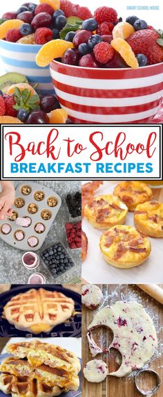 the cover of back to school breakfast recipes, including waffles and other pastries