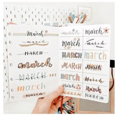 two handwritten calendars with the words march and march written on them