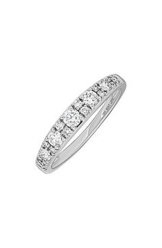 This icy 18-karat-gold band ring is handcrafted with 19 inset diamonds Total diamond weight: 0.49ct. Color: G Clarity: VS 18k gold/diamond Imported >Diamond Guide Luxury White Diamond Ring With Single Cut Diamonds, Luxury White Single Cut Diamond Ring, Dazzling Moissanite Half Eternity Rings, Luxury Half Eternity Lab-grown Diamond Wedding Ring, Luxury Half Eternity Lab Grown Diamond Wedding Ring, Luxury Lab-grown Diamond Half Eternity Wedding Ring, Timeless Diamond White Single Cut Diamond Ring, Timeless White Gold Diamond Ring, Luxury Lab Grown Diamond Half Eternity Wedding Ring