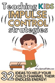 Illustration of an impulsive kid jumping from their desk and a title that reads "Teaching Kid Impulse Control Strategies" Kids Checklist, Impulse Control, Impulsive Behavior, Parenting Knowledge, Parenting Help, Mindfulness For Kids, Smart Parenting, Kids Behavior, Parenting Skills