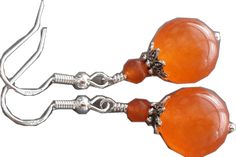 Orange Drop Jewelry For Gift, Nickel Free Orange Earrings For Gift, Orange Earring Jewelry Gift, Handmade Orange Drop Jewelry, Silver Carnelian Jewelry With Ear Wire, Adjustable Orange Pierced Jewelry, Orange Carnelian Earrings For Gift, Silver Carnelian Earrings For Gift, Nickel Free Carnelian Orange Earrings