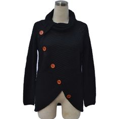 Black Button Detailed Turtleneck Sweater