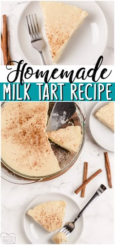 homemade milk tart recipe with cinnamon on top