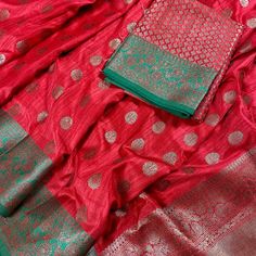 Handmade Parrot Green Semi Banarasi Silk Saree With Meenakari Work Handmade With Zari Weaving - Etsy Red Tussar Silk Set For Diwali, Red Semi-stitched Tussar Silk Traditional Wear, Red Meenakari Raw Silk Saree, Red Meenakari Raw Silk Dupatta, Red Raw Silk Dupatta With Meenakari, Red Tussar Silk Anarkali Traditional Wear, Red Anarkali Tussar Silk Traditional Wear, Red Tussar Silk Traditional Wear With Zari Work, Red Raw Silk Saree With Zari Weaving