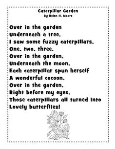 a poem written in black and white with the words over the garden under each tree