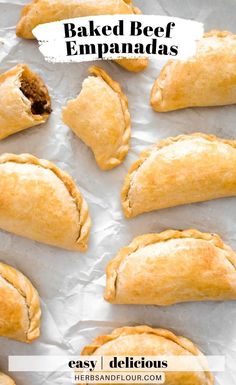 These baked Beef Empanadas are so delicious and easier to make than you think! The cheesy beef filling enveloped in a buttery, flaky crust makes an incredible snack or dinner!