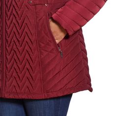 You'll love the cozy quilted design of this women's Gallery jacket.Finding the perfect fit and size for women's clothing requires basic measurements of your chest, waist, hips and inseam. Use this guide to learn more about sizing and everything Kohl's has to offer in women's fashion. Quilted design Zipper front Long sleeves Detachable hood 2 pocketsFIT & SIZING 35-in. approximate length from center back to hem Designed to hit just below the waist MidweightFABRIC & CARE Polyester Machine wash Imp Plus Size Outerwear, Detachable Hood, Quilted Jacket, Outerwear Women, Quilting Designs, Front Zipper, Fabric Care, Gender Female, Age Group