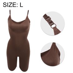 Item Function: 1. This Bodyshaper holds in your core, and smooths your abdomen, supports your back to achieve instant beauty. 2. Made of good fabric, lightweight, stretchy. Smoother curve to help you look great in dresses! 3. With the shapewear for women's tummy control, you can be flawless sitting, standing during work, or walking on the street. 4. The most feminine designs make you stand out from the crowd. 5. Can be worn on any occasion. Suitable for work, travel, leisure, weddings, dates, pa Solid Compression Sleeveless Shapewear, Fitted Seamless Brown Shapewear, Summer Compression Shapewear, Thigh Slimmer, Women's Shapewear, Feminine Design, Body Shapers, Work Travel, Shapewear