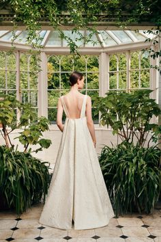 Suha Bridal Train in Rose Jacquard | Emilia Wickstead Bridal Train, Emilia Wickstead, The Modern Bride, Modern Bride, Jacquard Fabric, Bridal Dress, Rose Pattern, Bridal Looks, Bridal Collection