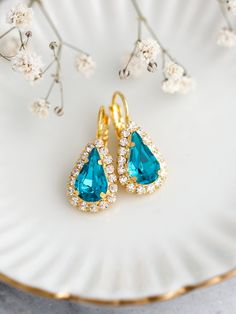 Blue Teal Drop Earrings Bridal Teal Blue Earrings Teal Blue - Etsy Pink Opal Earrings, Emerald Earrings Drop, Red Earrings Stud, Emerald Green Earrings, Wedding Earrings Drop, Pink Studs, Bridal Earrings Drop, Bridesmaid Accessories, Opal Studs