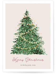 a christmas card with a tree on it