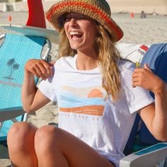 The San Onofre Tee reminds us of how every beach day should end, with the sun setting on the ocean horizon and lighting up the sky. This super soft, semi-sheer shirt that fits like your old favorite tee. This tee supports ocean conservation & sustainability.