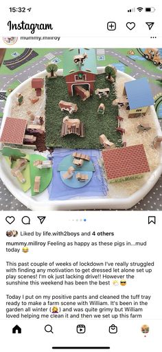 the instagram page shows an image of a play area with animals and houses on it