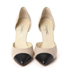 Gorgeous Chanel Lambskin Cap Toe D’orsay Pumps Size 38 Color Beige/Black This Is An Authentic Pair Of Chanel Lambskin Cap Toe D'orsay Pumps Size 38 In Beige And Black. These Stylish Pumps Are Crafted Of A Soft Lambskin Leather In Beige And Feature A Black Cap Pointed Toe, A Small Polished Silver Cc Logo Above The Heel, And A 4 Inch Heel. These Are Excellent Heels With The Timeless Quality And Style Of Chanel! Chic Pointed Toe Court Shoes With Rubber Heel Cap, Chic Evening Court Shoes With Rubber Heel Cap, Chic Evening Court Shoes, Shoes Chanel, Beige And Black, Black Cap, 4 Inch Heels, Cc Logo, Chanel Shoes